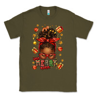 Army Green one merry nana christmas afro messy bun Classic Tee - texasbilliewilder