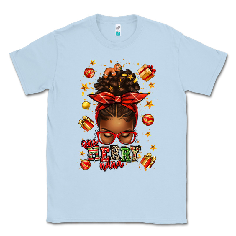 One Merry Nana Christmas Afro Messy Bun Classic Tee by texasbilliewilder | Teevron