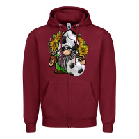 Burgundy soccer gnome Zipper Hoodie - RacoonDesign