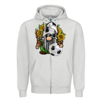 Dove Grey soccer gnome Zipper Hoodie - RacoonDesign