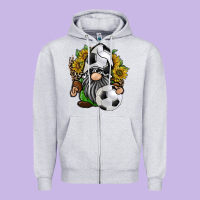 Soccer Gnome Zipper Hoodie Designed By Racoondesign