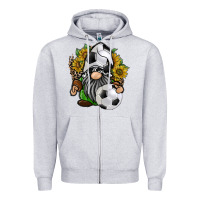 Heather Grey soccer gnome Zipper Hoodie - RacoonDesign