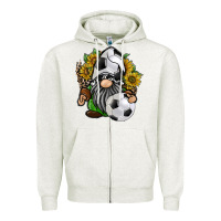 Oatmeal Heather soccer gnome Zipper Hoodie - RacoonDesign
