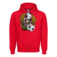 Red soccer gnome Zipper Hoodie - RacoonDesign