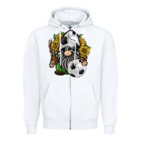White soccer gnome Zipper Hoodie - RacoonDesign