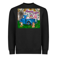 Black happy easter truck Heavyweight Sweatshirt - CowhideDigitalArt
