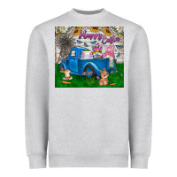 Heather Grey happy easter truck Heavyweight Sweatshirt - CowhideDigitalArt