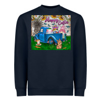 Navy happy easter truck Heavyweight Sweatshirt - CowhideDigitalArt