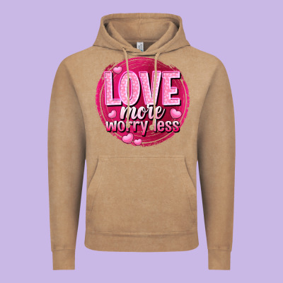 Love More Worry Less Valentine's Day Vintage Hoodie Designed By Howdyjamesfarm