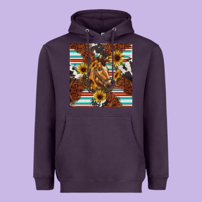 Western Horse Heavyweight Hoodie Designed By Barkaloodesign