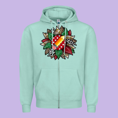 Teacher Sunflower Zipper Hoodie Designed By Racoondesign