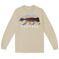 Mushroom Montana Bear with Glacier National Park Lake Image Souvenir Long Sleeve Tee - trangStudio