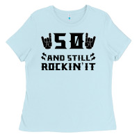 Baby Blue 50 Birthday Rock Ladies Tee - Bettercallsaul