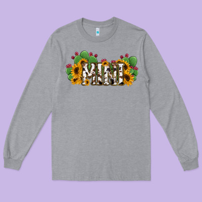 Cactus Cowhide Sunflower Mama And Mini Set Long Sleeve Tee Designed By Jasminsmagicworld