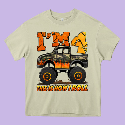 I'm Four This Is How I Roll Monster Truck Birthday Heavy Core Tee Designed By Jasminsmagicworld