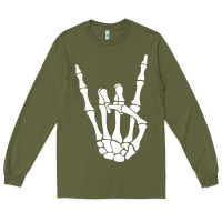 Halloween Skeleton Hand Horns Rock N Roll Music Lover Tank Top Long Sleeve Tee | Teevron