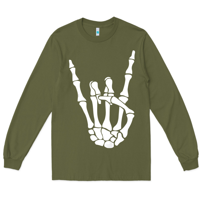 Halloween Skeleton Hand Horns Rock N Roll Music Lover Tank Top Long Sleeve Tee by trangStudio | Teevron