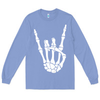 Colony Blue halloween skeleton hand horns rock n roll music lover tank top Long Sleeve Tee - trangStudio