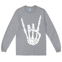 Heather Grey halloween skeleton hand horns rock n roll music lover tank top Long Sleeve Tee - trangStudio