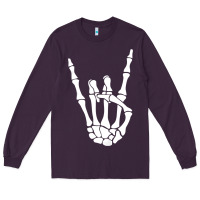 Plum halloween skeleton hand horns rock n roll music lover tank top Long Sleeve Tee - trangStudio