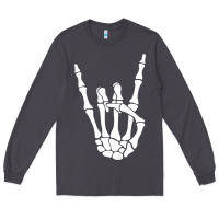 Smoke halloween skeleton hand horns rock n roll music lover tank top Long Sleeve Tee - trangStudio