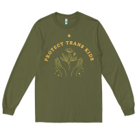 Army Green Protect Trans Kids Long Sleeve Tee - trangStudio