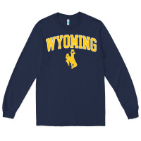 Navy Kids Wyoming Cowboys Apparel Fan Favorite Brown Arch Long Sleeve Tee - trangStudio