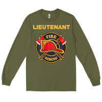 Army Green fire rescue lieutenant department  for firefighters Long Sleeve Tee - trangStudio
