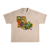 French Oak louisiana map with mardi gras crocodile Urban Heavy Tee - RanaPortraitStore