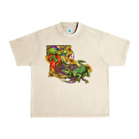 Louisiana Map With Mardi Gras Crocodile Urban Heavy Tee | Teevron