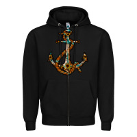 Black western anchor Zipper Hoodie - RacoonDesign
