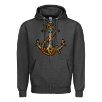 Charcoal Heather western anchor Zipper Hoodie - RacoonDesign