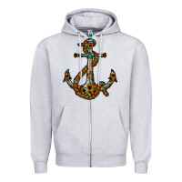 Heather Grey western anchor Zipper Hoodie - RacoonDesign