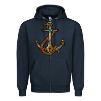 Navy western anchor Zipper Hoodie - RacoonDesign