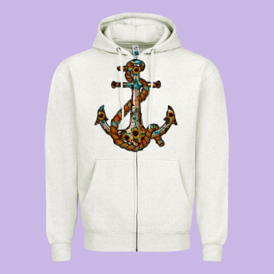 Western Anchor Zipper Hoodie Designed By Racoondesign