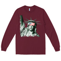 Burgundy Puerto Rico Resiste Statue of Liberty Puerto Rican Flag Long Sleeve Tee - trangStudio