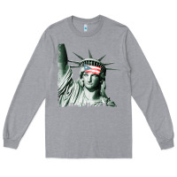 Heather Grey Puerto Rico Resiste Statue of Liberty Puerto Rican Flag Long Sleeve Tee - trangStudio