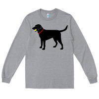 Heather Grey Labrador Retriever Fetch, Black Lab Play Ball Long Sleeve Tee - trangStudio