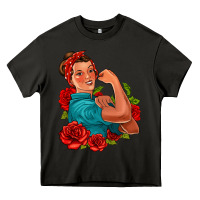 Asphalt hispanic strong woman with roses Heavy Core Tee - Jasminsmagicworld