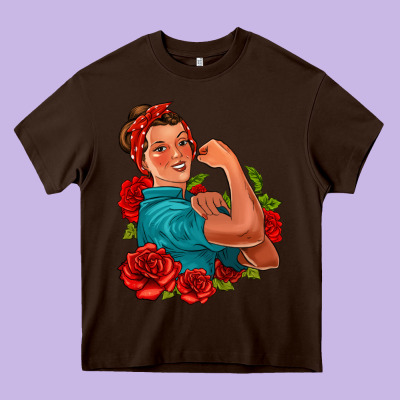Hispanic Strong Woman With Roses Heavy Core Tee Designed By Jasminsmagicworld