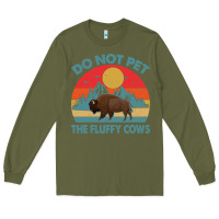 Army Green Do Not Pet The Fluffy Cows Vintage Long Sleeve Tee - trangStudio