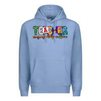 Colony Blue Teacher Cryons Kids Caffeine Premium Hoodie - CowhideDigitalArt