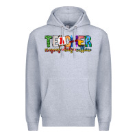 Heather Grey Teacher Cryons Kids Caffeine Premium Hoodie - CowhideDigitalArt