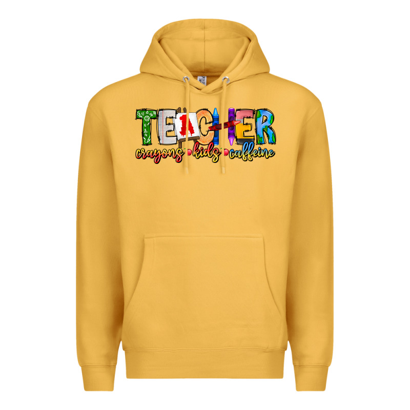 Teacher Cryons Kids Caffeine Premium Hoodie by CowhideDigitalArt | Teevron