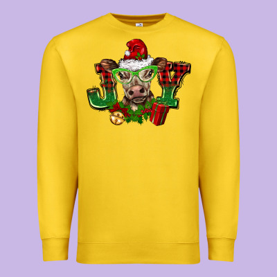 Christmas Joy Cow Premium Sweatshirt Designed By Barkaloodesign