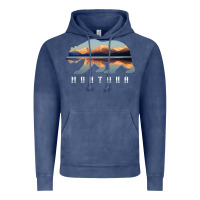 Vintage Denim Montana Bear with Glacier National Park Lake Image Souvenir Vintage Hoodie - trangStudio