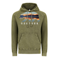 Vintage Olive Montana Bear with Glacier National Park Lake Image Souvenir Vintage Hoodie - trangStudio