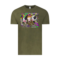 Vintage Olive mardi gras heifers Vintage Tee - CowGirlArtShop