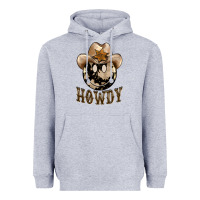 Heather Grey howdy smiley face Heavyweight Hoodie - BarkalooDesign