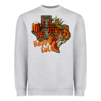 Heather Grey happy fall texas Heavyweight Sweatshirt - CowhideDigitalArt